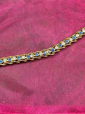 94- Blue and Clear Rhinestone Bracelet